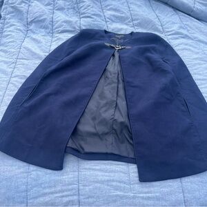 Eloquii Navy Cape Coat with Toggle Closure Dramatic Layers Size 14/16